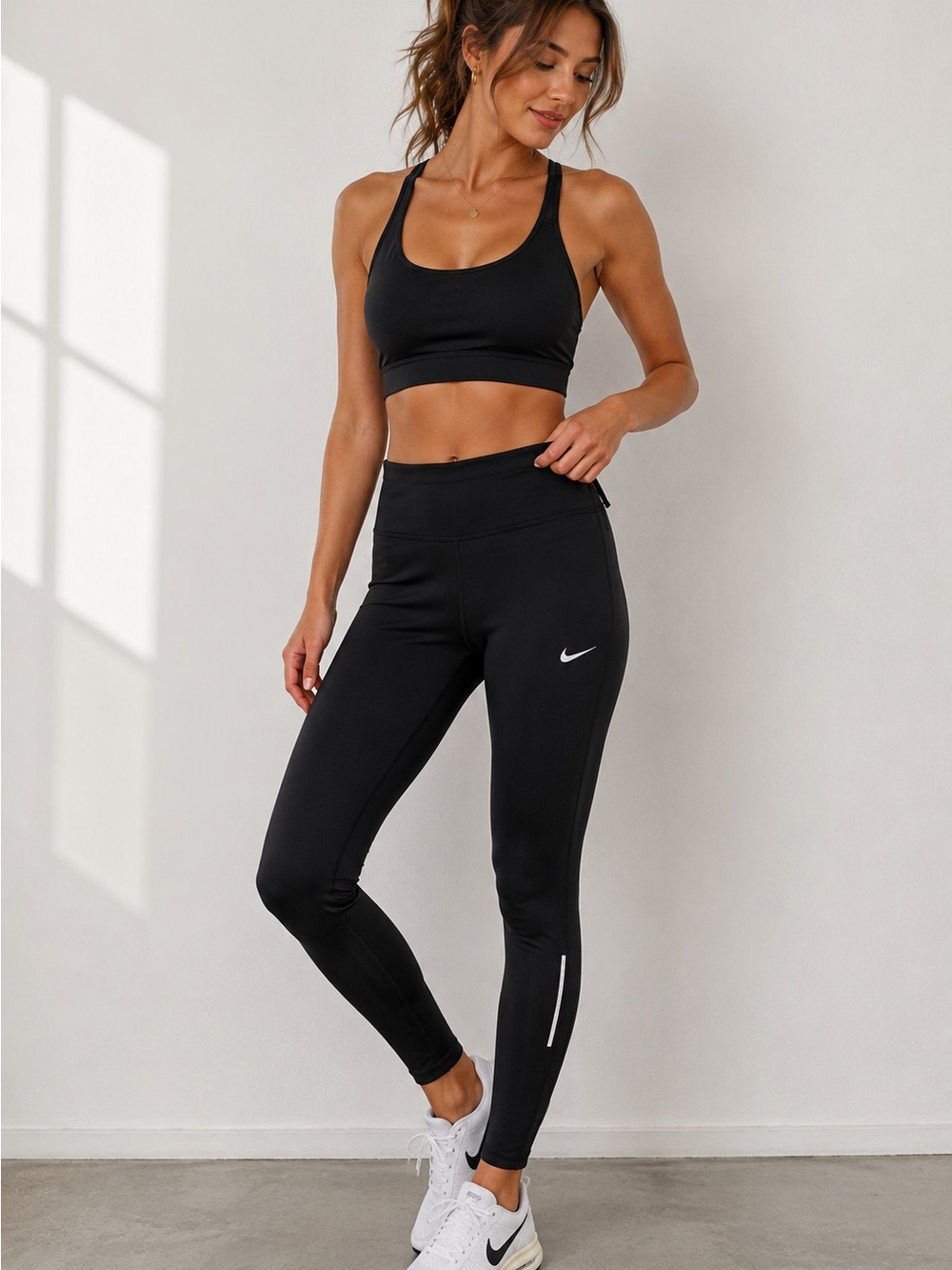 Nike Dri-FIT Running Leggings Small Black High Rise Reflective